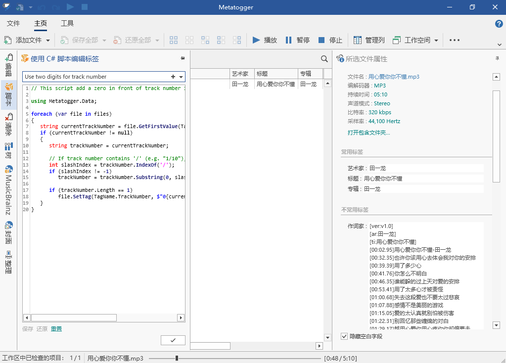 Metatogger 一款功能强大免费的音频文件标签编辑器软件